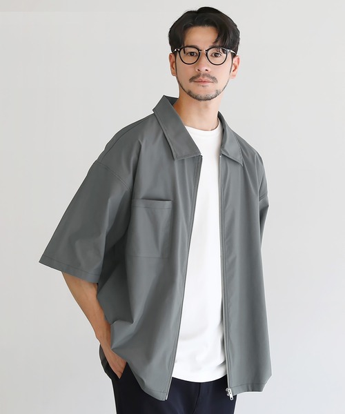SPU(スプ)の「SOLOTEX(R)半袖ZIPシャツ(シャツ/ブラウス・メンズ・ブラック/ネイビー/チャコール・M/L/XL)」の3枚目の写真