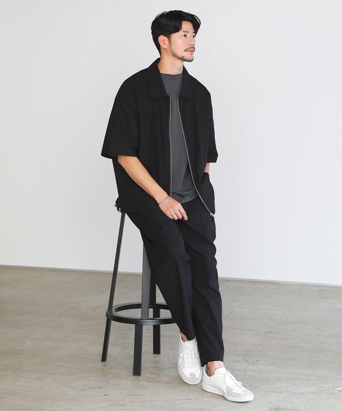 SPU(スプ)の「SOLOTEX(R)半袖ZIPシャツ(シャツ/ブラウス・メンズ・ブラック/ネイビー/チャコール・M/L/XL)」の6枚目の写真