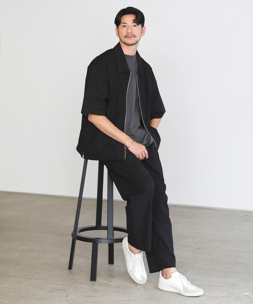 SPU(スプ)の「SOLOTEX(R)半袖ZIPシャツ(シャツ/ブラウス・メンズ・ブラック/ネイビー/チャコール・M/L/XL)」の7枚目の写真