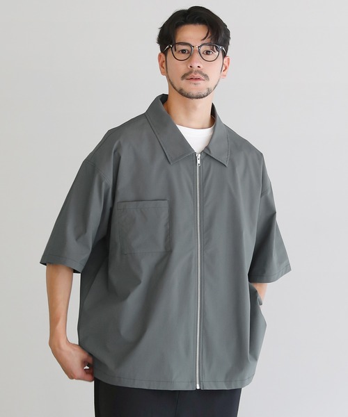 SPU(スプ)の「SOLOTEX(R)半袖ZIPシャツ(シャツ/ブラウス・メンズ・ブラック/ネイビー/チャコール・M/L/XL)」の8枚目の写真