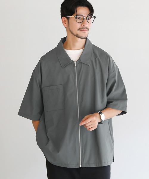 SPU(スプ)の「SOLOTEX(R)半袖ZIPシャツ(シャツ/ブラウス・メンズ・ブラック/ネイビー/チャコール・M/L/XL)」の9枚目の写真
