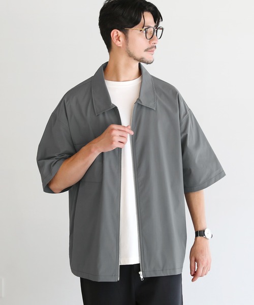 SPU(スプ)の「SOLOTEX(R)半袖ZIPシャツ(シャツ/ブラウス・メンズ・ブラック/ネイビー/チャコール・M/L/XL)」の12枚目の写真