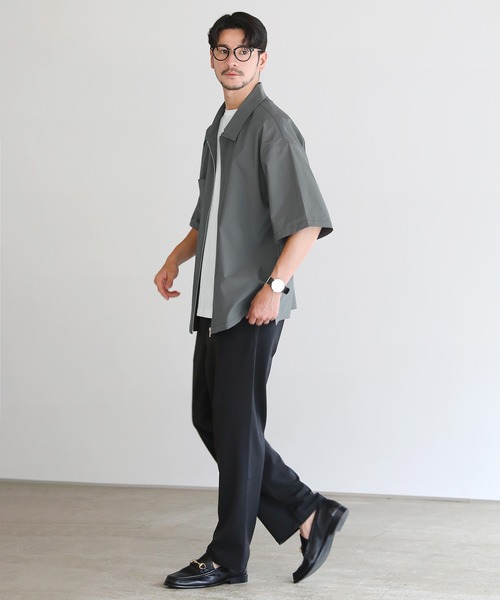 SPU(スプ)の「SOLOTEX(R)半袖ZIPシャツ(シャツ/ブラウス・メンズ・ブラック/ネイビー/チャコール・M/L/XL)」の15枚目の写真