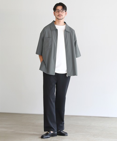 SPU(スプ)の「SOLOTEX(R)半袖ZIPシャツ(シャツ/ブラウス・メンズ・ブラック/ネイビー/チャコール・M/L/XL)」の14枚目の写真