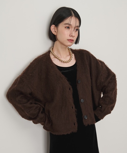 Shelly island（シェリーアイランド）の「起毛ワイドカーディガン（カーディガン/ボレロ・レディース・ホワイト/ブラウン/グリーン/グレー・FREE）」の4枚目の写真