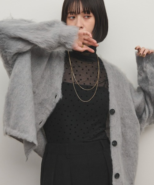 Shelly island（シェリーアイランド）の「起毛ワイドカーディガン（カーディガン/ボレロ・レディース・ホワイト/ブラウン/グリーン/グレー・FREE）」の3枚目の写真