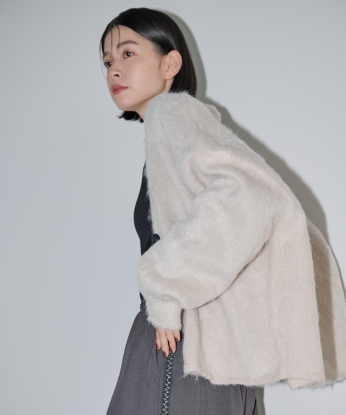 Shelly island（シェリーアイランド）の「起毛ワイドカーディガン（カーディガン/ボレロ・レディース・ホワイト/ブラウン/グリーン/グレー・FREE）」の7枚目の写真