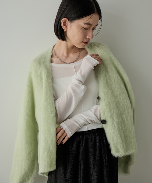 Shelly island（シェリーアイランド）の「起毛ワイドカーディガン（カーディガン/ボレロ・レディース・ホワイト/ブラウン/グリーン/グレー・FREE）」の21枚目の写真