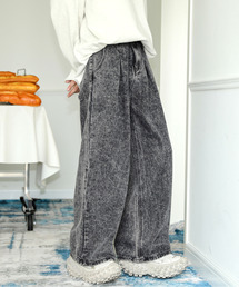 neos | 【neos】ルーズシルエット オーバーダイ ケミカルウォッシュ ワイド デニム パンツ(デニムパンツ)