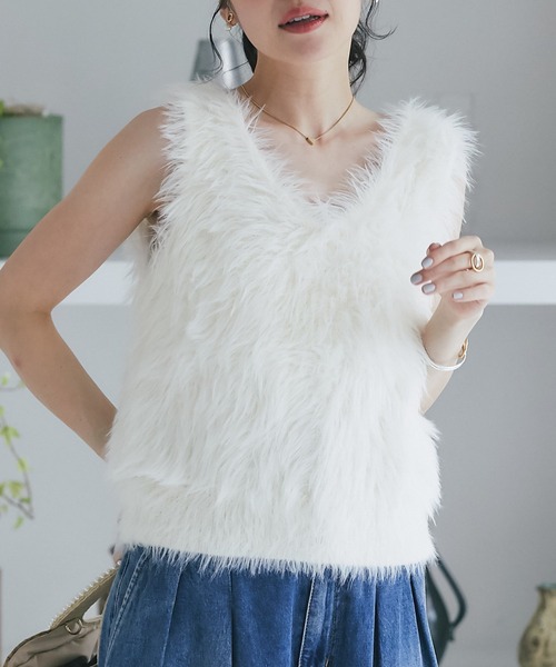 La boutique BonBon ロングフェザー2WAYニット La boutique BonBon（ラブティックボンボン）の「ロングフェザー