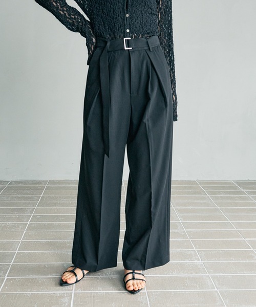 LEPSIM（レプシィム）の「【FOR I SERIES】タックワイドパンツ　138597（その他パンツ・レディース・ブラック/カーキブラウン/グレー・MEDIUM/SMALL）」の2枚目の写真