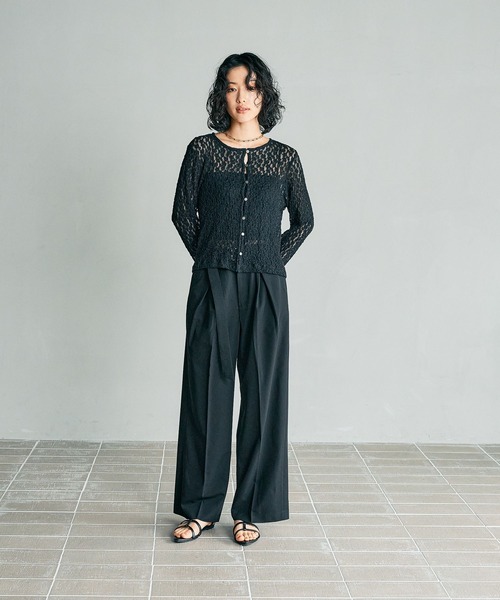 LEPSIM（レプシィム）の「【FOR I SERIES】タックワイドパンツ　138597（その他パンツ・レディース・ブラック/カーキブラウン/グレー・MEDIUM/SMALL）」の4枚目の写真