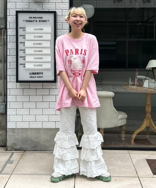 【Candy Stripper】サイドリボン シアーカットソー Candy Stripper】サイドリボン シアーカットソー