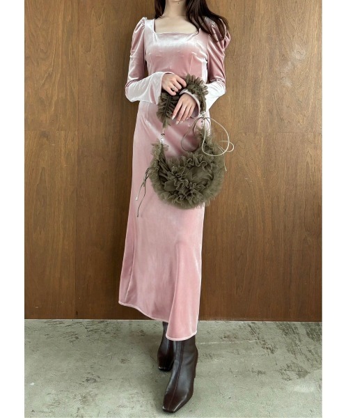 新品　FRAY I.D 2wayチュールフリルティアードドレス　ピンクベージュ FRAY I.D（フレイアイディー）の「2wayチュールフリルティアードドレス