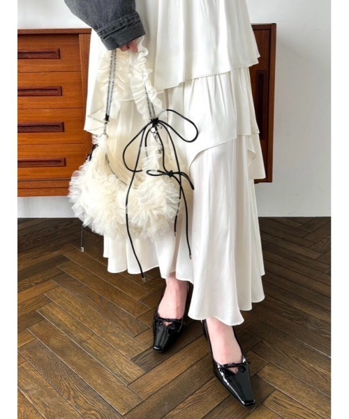 FRAY I.D（フレイアイディー）の「チュールフリル2wayバッグ（ハンドバッグ・レディース・アイボリー/ブラック/モカ・FREE）」の7枚目の写真