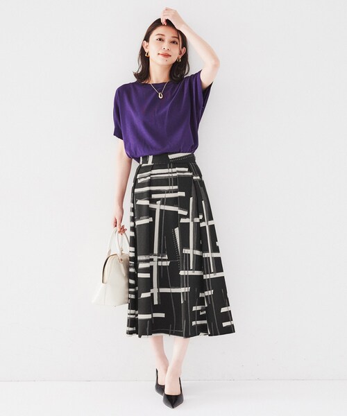 【新品】UNTITLED 大人チェックスカートジャガード風凹凸素材 定価2.6万 楽天市場】大柄チェック ジャカードニットスカート 83cm丈 格子