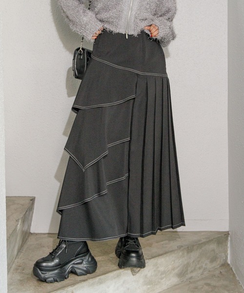 PAGEBOY（ページボーイ）の「ティアードMIXスカート（スカート・レディース・ブラック/グレー系その他/ブラウン系その他/ブルー/オレンジ系・FREE）」の15枚目の写真