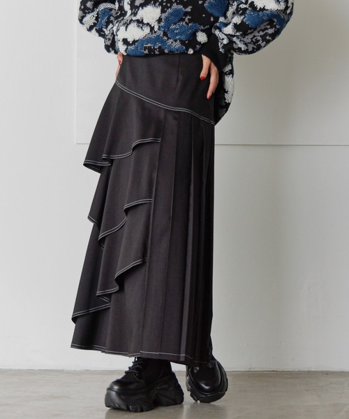 PAGEBOY（ページボーイ）の「ティアードMIXスカート（スカート・レディース・ブラック/グレー系その他/ブラウン系その他/ブルー/オレンジ系・FREE）」の14枚目の写真