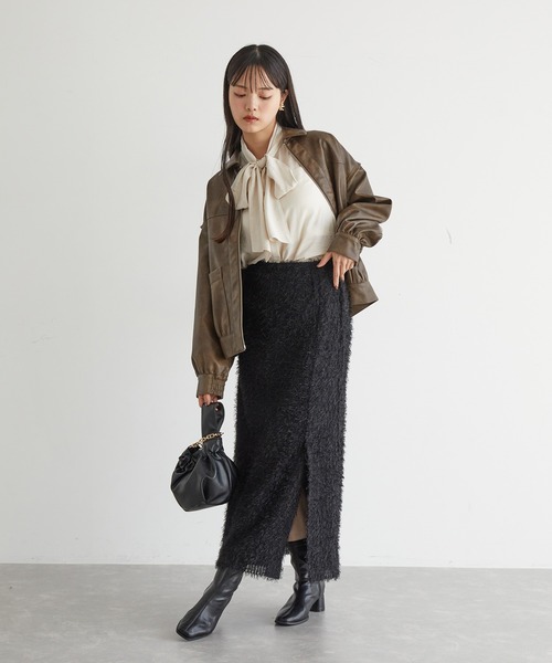 VIS（ビス）の「【洗える】ビックボウタイブラウス（シャツ/ブラウス・レディース・チャコールグレー/ピンク/キナリ・FREE）」の5枚目の写真