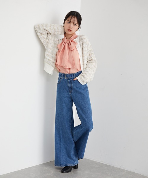 VIS（ビス）の「【洗える】ビックボウタイブラウス（シャツ/ブラウス・レディース・チャコールグレー/ピンク/キナリ・FREE）」の7枚目の写真