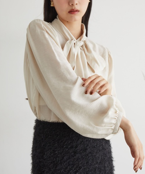VIS（ビス）の「【洗える】ビックボウタイブラウス（シャツ/ブラウス・レディース・チャコールグレー/ピンク/キナリ・FREE）」の9枚目の写真