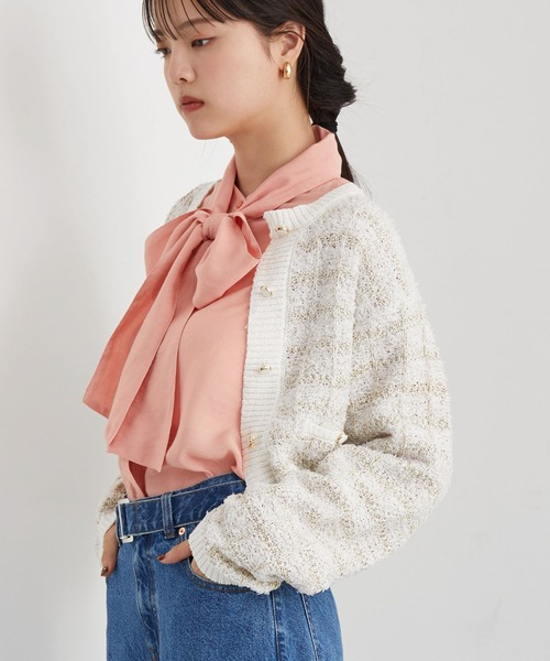 VIS（ビス）の「【洗える】ビックボウタイブラウス（シャツ/ブラウス・レディース・チャコールグレー/ピンク/キナリ・FREE）」の11枚目の写真