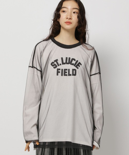 niko and（ニコアンド）の「ロゴアソートチュールTシャツ（Tシャツ