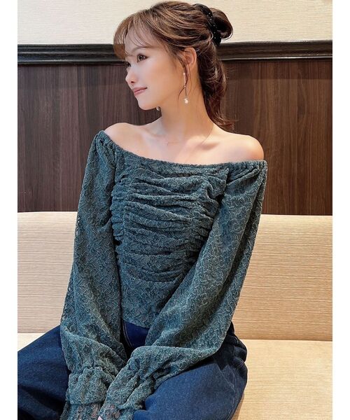 RESEXXY(リゼクシー)の「ギャザーポイントブラウス(シャツ/ブラウス・レディース・ブラック/グリーン/ホワイト・FREE)」の4枚目の写真