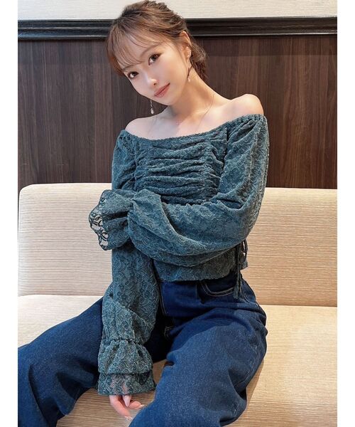 RESEXXY(リゼクシー)の「ギャザーポイントブラウス(シャツ/ブラウス・レディース・ブラック/グリーン/ホワイト・FREE)」の5枚目の写真