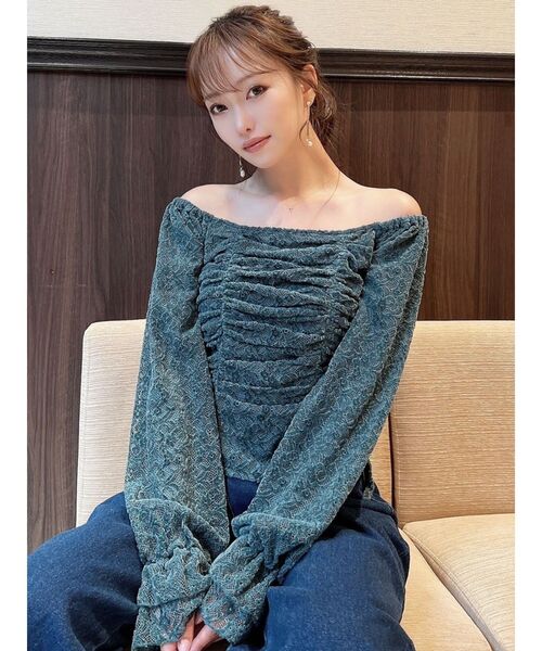 RESEXXY(リゼクシー)の「ギャザーポイントブラウス(シャツ/ブラウス・レディース・ブラック/グリーン/ホワイト・FREE)」の6枚目の写真