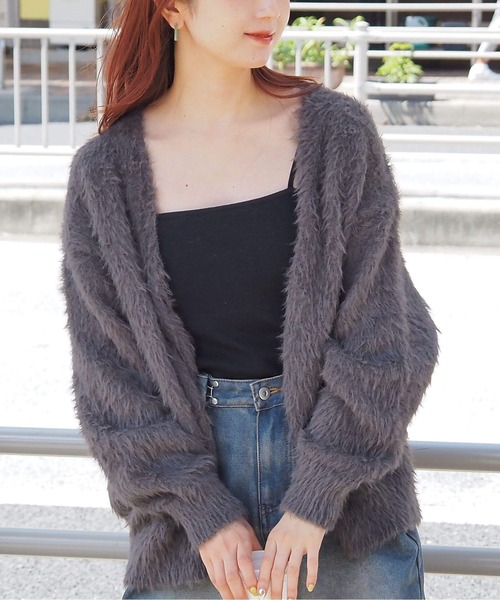 tiptop(ティップトップ)の「フェザーヤーンBIGカーディガン(カーディガン/ボレロ・レディース・アイボリー/ブルー/チャコールグレー/グレー/グリーン系その他/ピンク・FREE)」の2枚目の写真