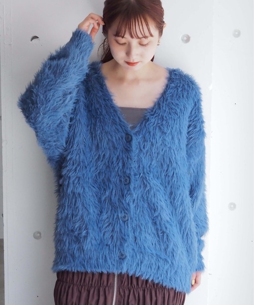 tiptop(ティップトップ)の「フェザーヤーンBIGカーディガン(カーディガン/ボレロ・レディース・アイボリー/ブルー/チャコールグレー/グレー/グリーン系その他/ピンク・FREE)」の5枚目の写真