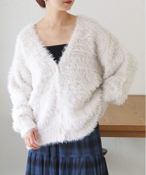 tiptop(ティップトップ)の「フェザーヤーンBIGカーディガン(カーディガン/ボレロ・レディース・アイボリー/ブルー/チャコールグレー/グレー/グリーン系その他/ピンク・FREE)」の1枚目の写真