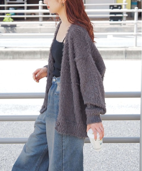 tiptop(ティップトップ)の「フェザーヤーンBIGカーディガン(カーディガン/ボレロ・レディース・アイボリー/ブルー/チャコールグレー/グレー/グリーン系その他/ピンク・FREE)」の14枚目の写真