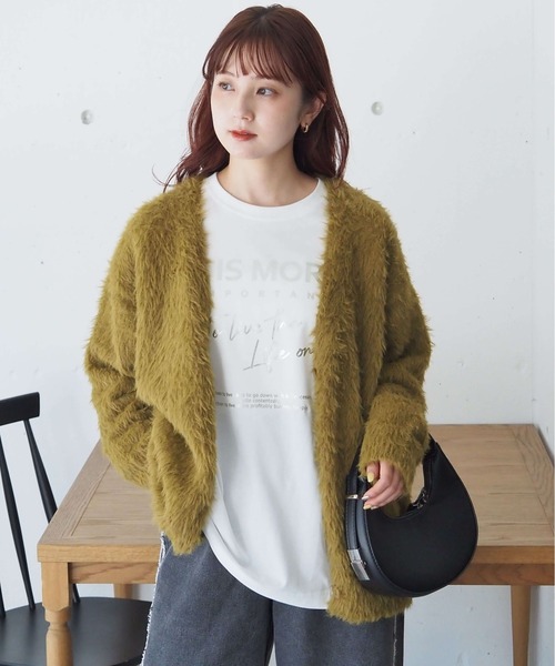 tiptop(ティップトップ)の「フェザーヤーンBIGカーディガン(カーディガン/ボレロ・レディース・アイボリー/ブルー/チャコールグレー/グレー/グリーン系その他/ピンク・FREE)」の18枚目の写真