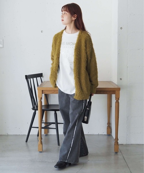 tiptop(ティップトップ)の「フェザーヤーンBIGカーディガン(カーディガン/ボレロ・レディース・アイボリー/ブルー/チャコールグレー/グレー/グリーン系その他/ピンク・FREE)」の20枚目の写真