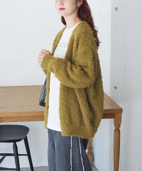 tiptop(ティップトップ)の「フェザーヤーンBIGカーディガン(カーディガン/ボレロ・レディース・アイボリー/ブルー/チャコールグレー/グレー/グリーン系その他/ピンク・FREE)」の21枚目の写真