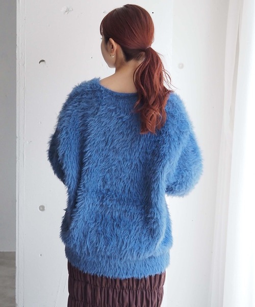 tiptop(ティップトップ)の「フェザーヤーンBIGカーディガン(カーディガン/ボレロ・レディース・アイボリー/ブルー/チャコールグレー/グレー/グリーン系その他/ピンク・FREE)」の7枚目の写真