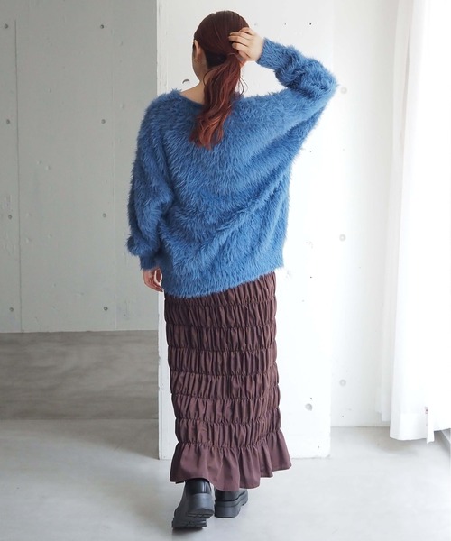 tiptop(ティップトップ)の「フェザーヤーンBIGカーディガン(カーディガン/ボレロ・レディース・アイボリー/ブルー/チャコールグレー/グレー/グリーン系その他/ピンク・FREE)」の8枚目の写真