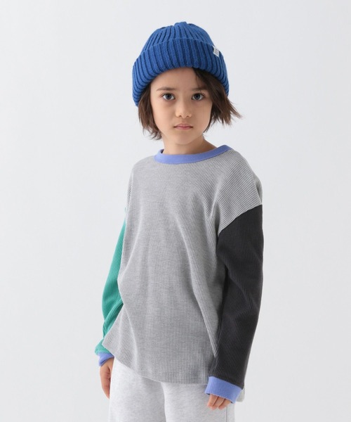 BAYFLOW（ベイフロー）の「[肌ざわり抜群!] ワッフルロンT(KIDS)（Tシャツ/カットソー・キッズ・オフホワイト/グレー/チャコール/グリーン・150cm/110cm/140cm/120cm/130cm）」の3枚目の写真