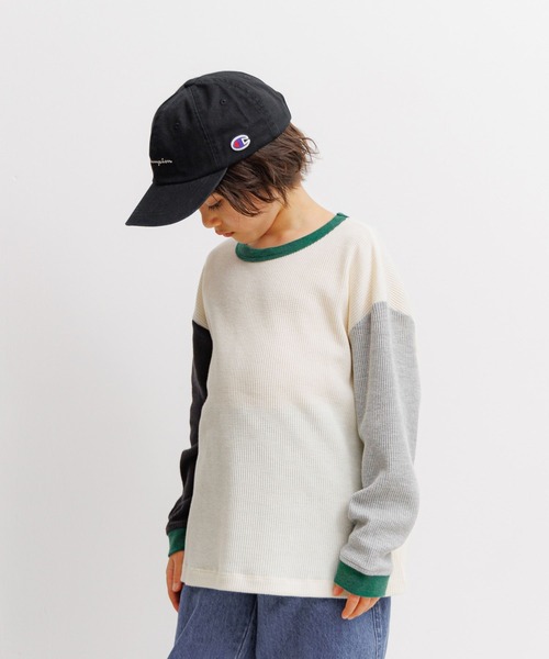 BAYFLOW（ベイフロー）の「[肌ざわり抜群!] ワッフルロンT(KIDS)（Tシャツ/カットソー・キッズ・オフホワイト/グレー/チャコール/グリーン・150cm/110cm/140cm/120cm/130cm）」の7枚目の写真