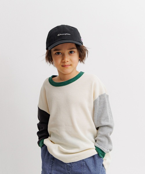 BAYFLOW（ベイフロー）の「[肌ざわり抜群!] ワッフルロンT(KIDS)（Tシャツ/カットソー・キッズ・オフホワイト/グレー/チャコール/グリーン・150cm/110cm/140cm/120cm/130cm）」の9枚目の写真