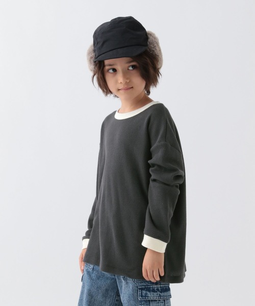BAYFLOW（ベイフロー）の「[肌ざわり抜群!] ワッフルロンT(KIDS)（Tシャツ/カットソー・キッズ・オフホワイト/グレー/チャコール/グリーン・150cm/110cm/140cm/120cm/130cm）」の15枚目の写真