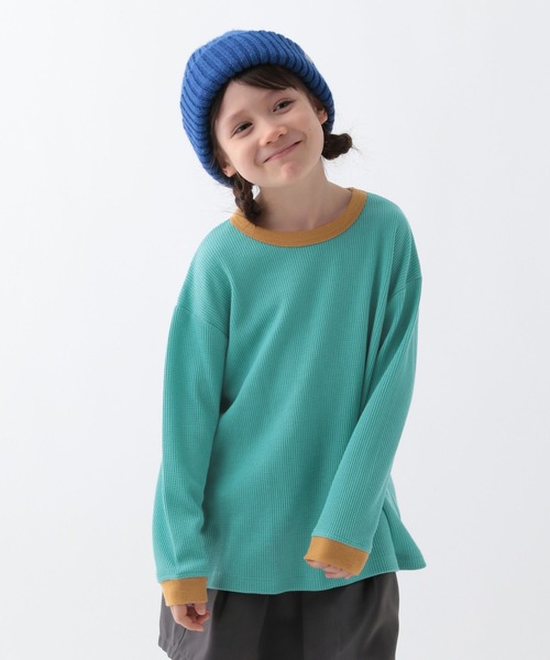 BAYFLOW（ベイフロー）の「[肌ざわり抜群!] ワッフルロンT(KIDS)（Tシャツ/カットソー・キッズ・オフホワイト/グレー/チャコール/グリーン・150cm/110cm/140cm/120cm/130cm）」の19枚目の写真