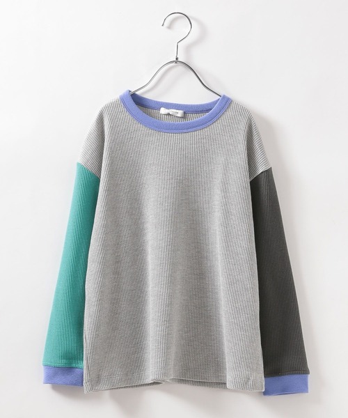 BAYFLOW（ベイフロー）の「[肌ざわり抜群!] ワッフルロンT(KIDS)（Tシャツ/カットソー・キッズ・オフホワイト/グレー/チャコール/グリーン・150cm/110cm/140cm/120cm/130cm）」の22枚目の写真