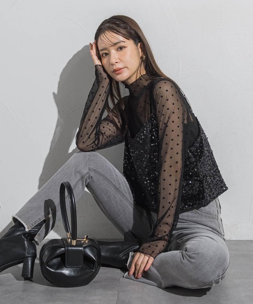 VICKY（ビッキー）の「ベロアスパンコールビスチェキャミソール≪手洗い可能≫（キャミソール・レディース・ブラック/ライトグレー・M）」の15枚目の写真