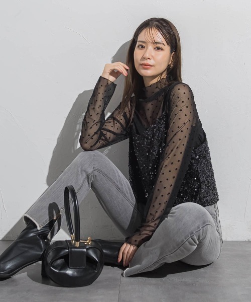 VICKY（ビッキー）の「ベロアスパンコールビスチェキャミソール≪手洗い可能≫（キャミソール・レディース・ブラック/ライトグレー・M）」の17枚目の写真