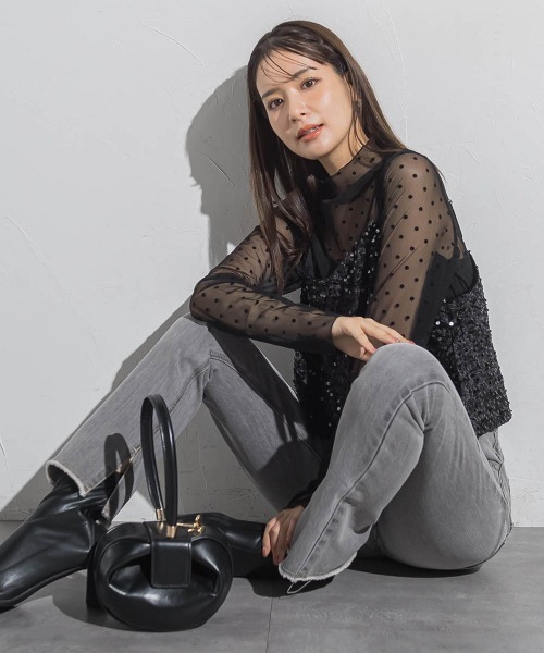 VICKY（ビッキー）の「ベロアスパンコールビスチェキャミソール≪手洗い可能≫（キャミソール・レディース・ブラック/ライトグレー・M）」の18枚目の写真