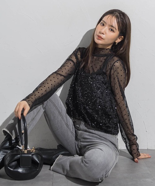 VICKY（ビッキー）の「ベロアスパンコールビスチェキャミソール≪手洗い可能≫（キャミソール・レディース・ブラック/ライトグレー・M）」の19枚目の写真