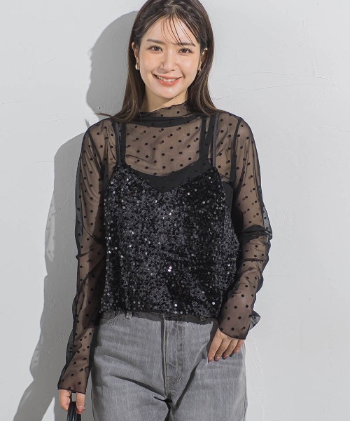 VICKY（ビッキー）の「ベロアスパンコールビスチェキャミソール≪手洗い可能≫（キャミソール・レディース・ブラック/ライトグレー・M）」の5枚目の写真